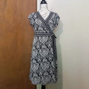 SOLD Apt. 9 Black&White FauxWrapMidi LengthDress